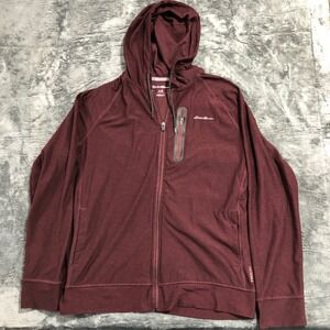 Eddie Bauer FreeDry Hoodie Mens Medium Burgundy Full Zip EM32HD146 Activewear